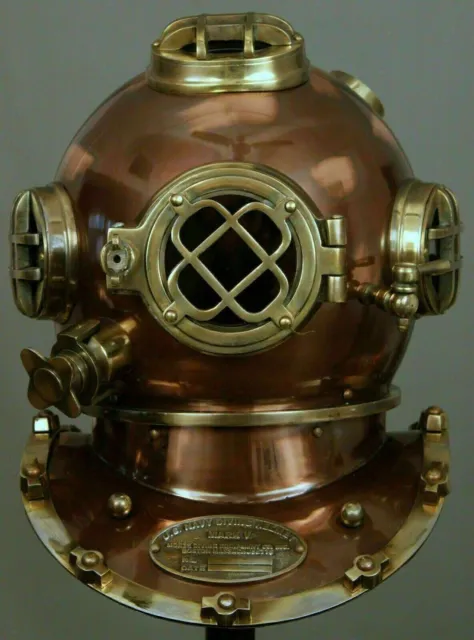 Copper Antique Diving Helmet US Navy Mark V Deep Sea Marine Divers Helmet Gift