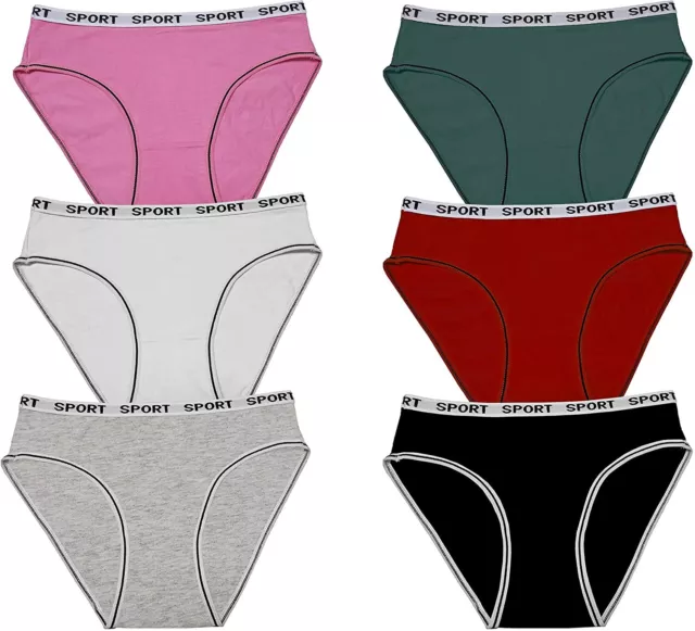 6 Pk Womens Girls Ladies Underwear Low Rise Cotton Briefs Basic Knickers