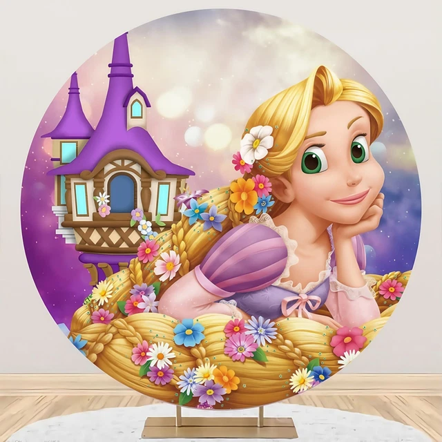Round Princess Background ROUND PRINCESS TANGLED Rapunzel Birthday Photo Backdrop Background ...