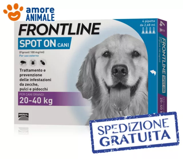 Frontline SPOT ON 4 pipette per cani da 20-40 Kg - Antiparassitario cane