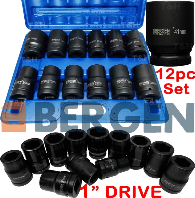 12-Piece 3/4" Drive Deep Impact Socket Set 24-41mm - Long Reach For HGV & Heavy Duty