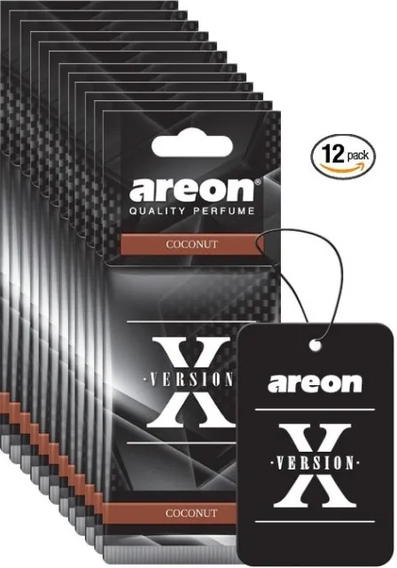 Areon X VERSION Design Hanging Car Air Freshener, Coconut (Pack of 12)