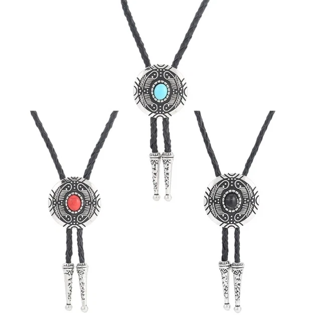 Alloy Gemstones Buckle Decor Bolo Tie for Men Women Bridegroom Wedding Necklace