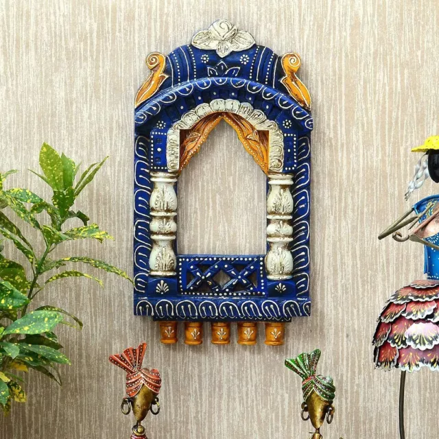 Traditional Wooden Handpainted Jharokha Window Frame Decorative Wall Hanging