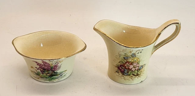Antique Royal Winton Grim Wades England Sugar And Creamer Vintage 2