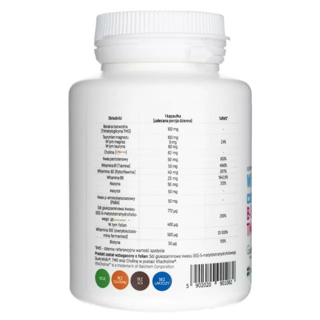 Aliness Vitamin B Complex B-50 Methyl plus TMG, 100 capsules 3