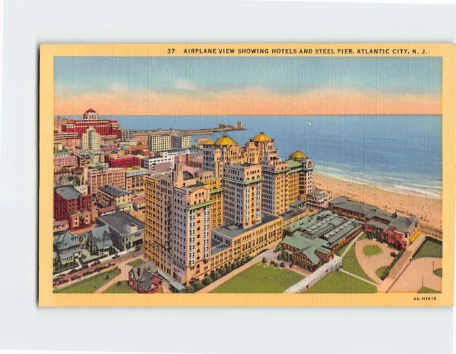 Postcard Airplane View Showing Hotels And Steel Pier, Atlantic City, New Jersey