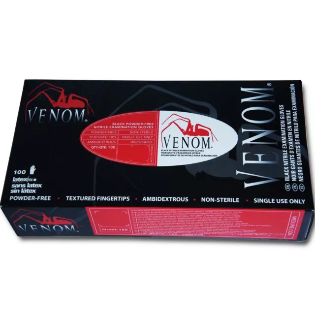 2,10,20,50,100,200 Venom Tattoo Disposable Nitrile Powder Latex Free Black Glove