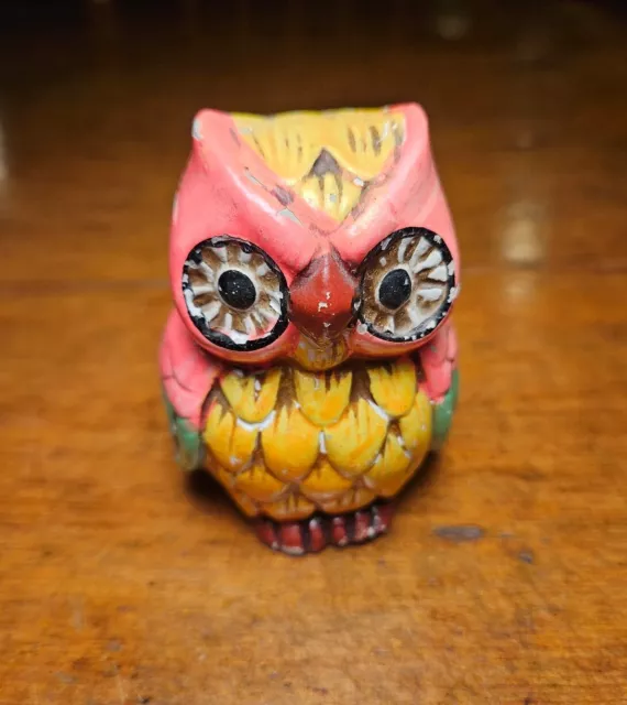Bright Colorful Small Owl Bank Made In Japan