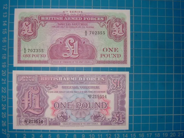 British Armed Forces One Pound Notes UNC 2nd & 4th Series 1948 & 1962 M22 & M36