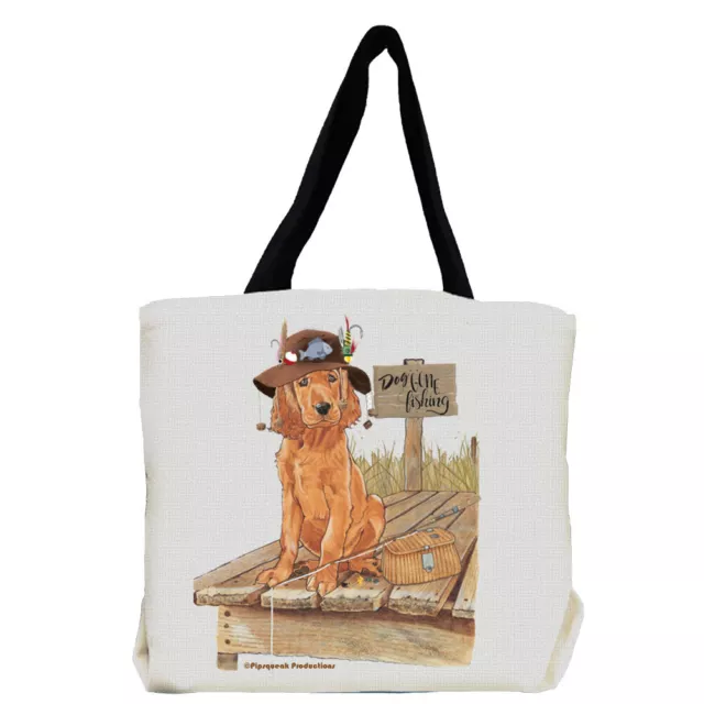 Irish Setter Pup Dog Gone Fishing Tote Bag