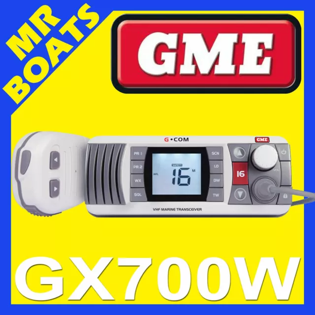 GME GX700W VHF MARINE RADIO - WHITE - COMPACT WATERPROOF Boat Transceiver GX700