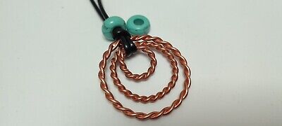 Anillo tensor de cobre amplificador de energía colgante de cuentas azul turquesa, collar de cobre