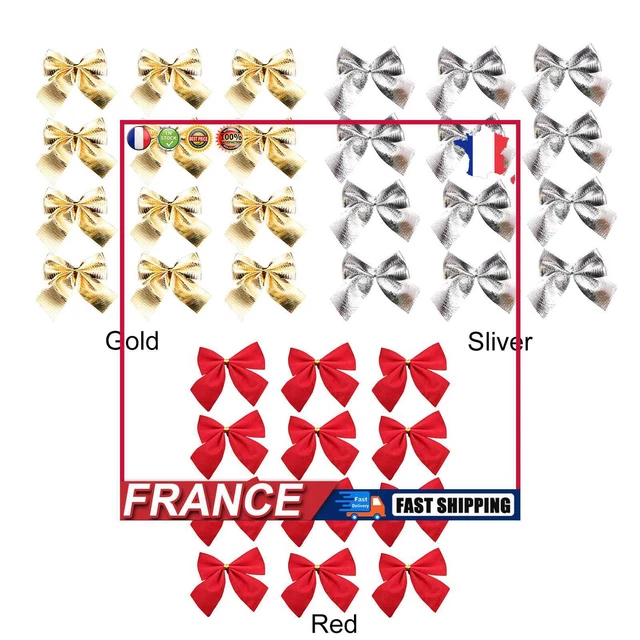 Christmas Bows - 12 Pcs Xmas Decorative Hanging Bows for Wreath Christmas Tree f