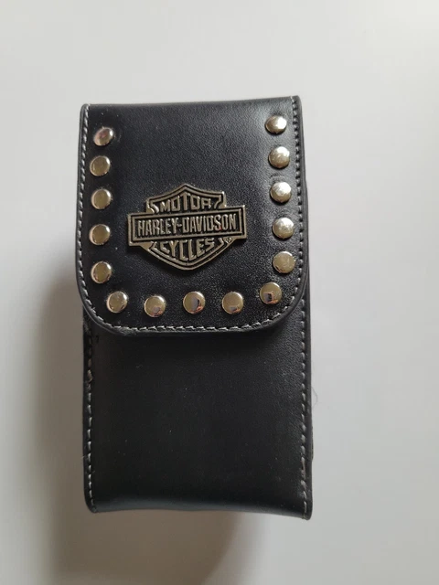 Vintage Harley Davidson Motorcycles Y2K Leather Stud Belt Clip Cell Phone Holder