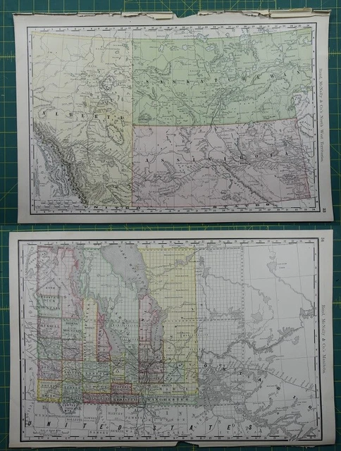 Canadian Territories Rand McNally Antique Vintage 1892 World Business Atlas Map