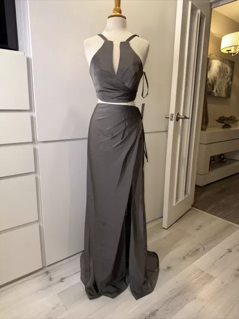 New La Femme Dress 2 Piece Prom Dress- Size 6- Gray