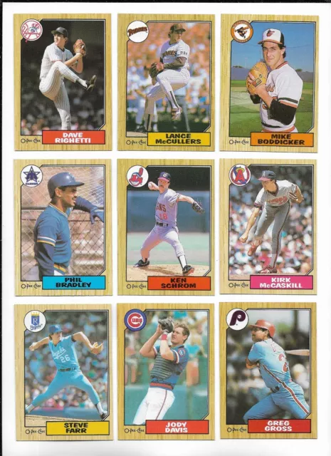 1987 OPC Baseball:Lot of 9 different