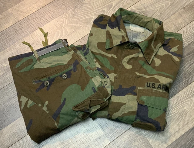 US Army Woodland Camo Jacket  & Pants Mens Size Medium Reg Woodland Combat NCOA