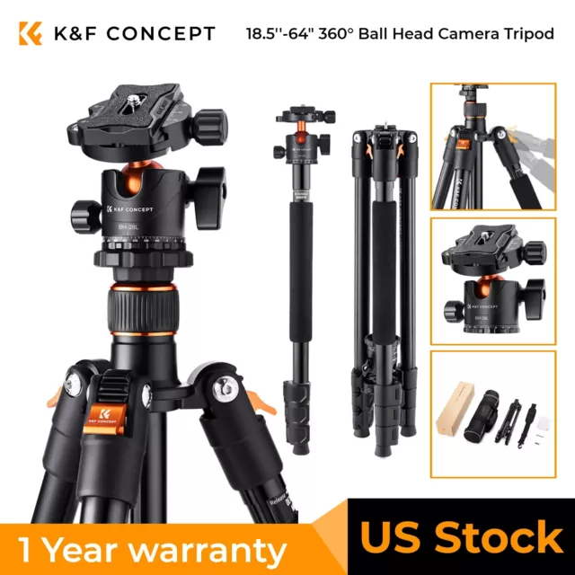 K&F Concept 18''-64'' Professional Tripod Monopod 360° Ball Head For DSLR Camera