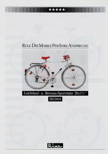 Rixe Sigma Leichtlaufrad Berceau Prospekt 1984 Fahrradprospekt brochure