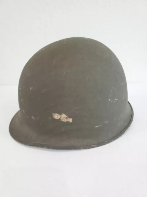 Vintage Military Helmet Army Green Metal Nice Rare!