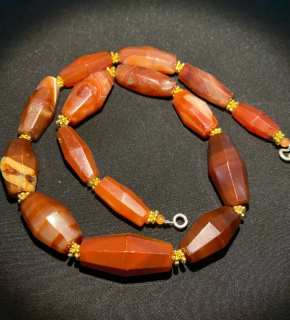 Antique old Beads carnelian Angkor Cambodian antiquity amulet jewelry strand 7