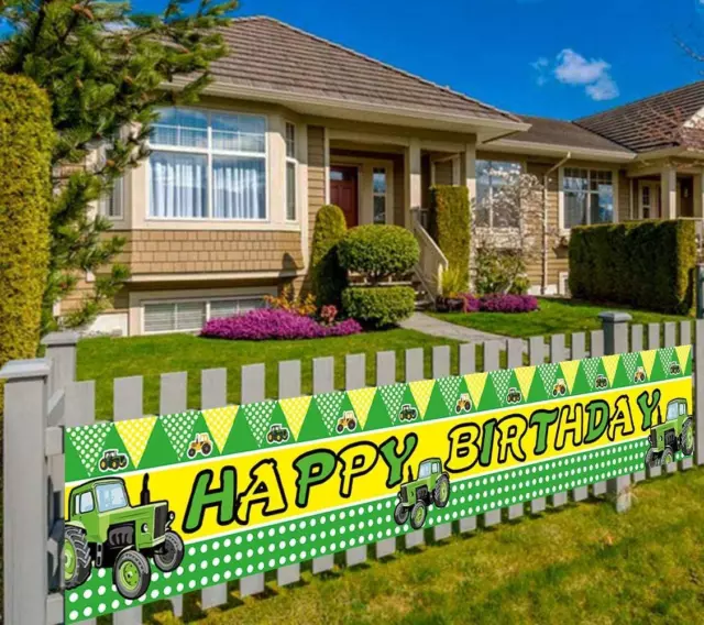 Large Green Tractor Birthday Banner, Farm Tractor Themed Birthday Party Supplies