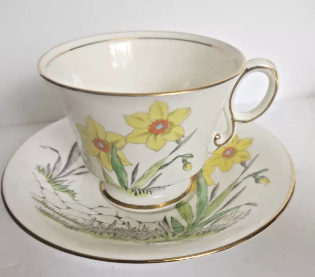 Vintage Adderley England Hand Painted Best Bone China Tea Cup & Saucer 1940's