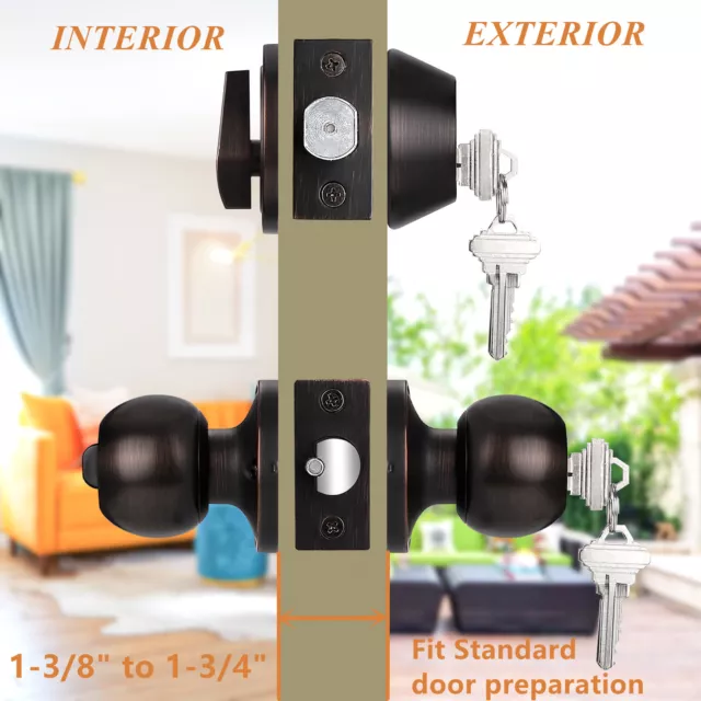 Probrico 607 Black Round  Door Knob Lock Set Brushed Nickel Bronze Handles 2