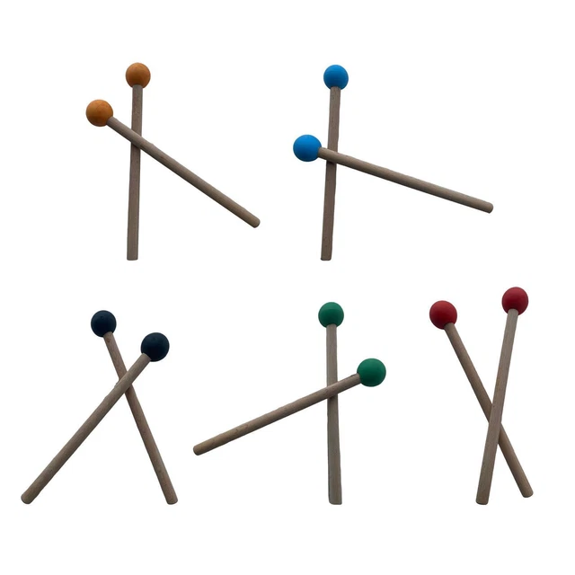 Maillet de tambour en acier 2 pièces avec manche en bois pour cloches de