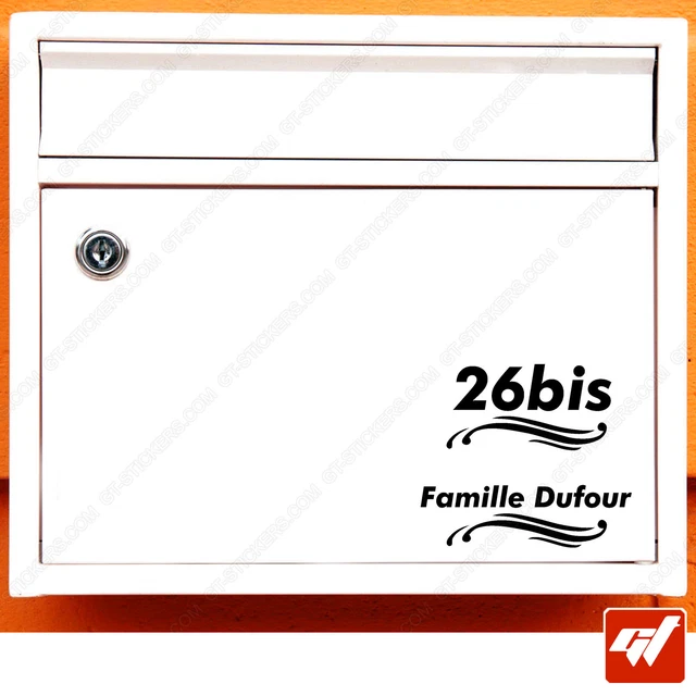 STICKER AUTOCOLLANT BOITE aux lettres numéro et nom texte personnalise BAL14 EUR 5,49