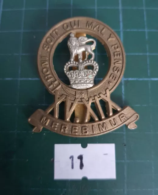 Original Cap Badge: 11)	15/19th Kings Royal Hussars QUEENS Crown Bi-Metal