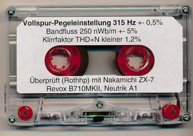 Mess Test Tapes: Pegel W&F Azimut Dolby Level Frequenzgang Kopfhöhen calibration 2