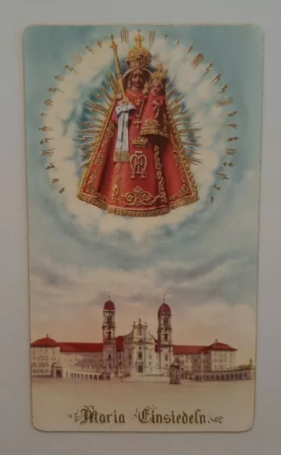 Maria Einsiedeln Heiligenbild Andachtsbild mit Gebet Schweiz Holy Card