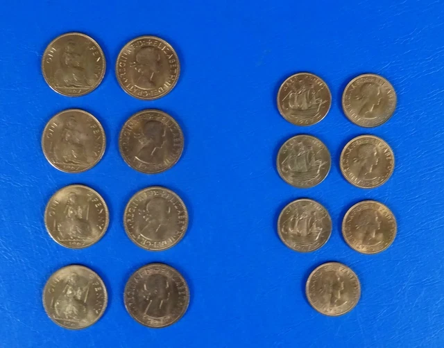 1967 British One Penny & Half Pennycoins  - Elizabeth Ii Uncirculated