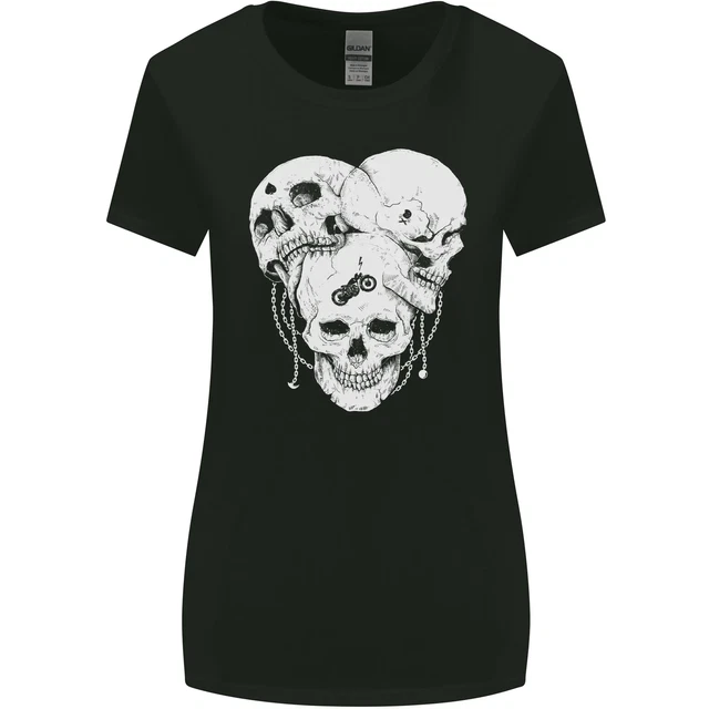 Biker Skulls Motorcycle Motorbike Chopper Womens Wider Cut T-Shirt