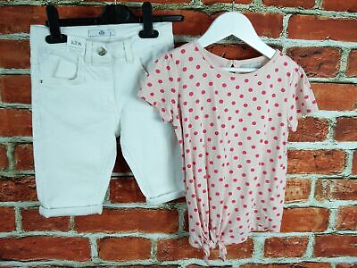 Girls Bundle 6-7 Indigo M&S Shorts T-Shirt Bermuda Tie Front Pink Spot 122Cm