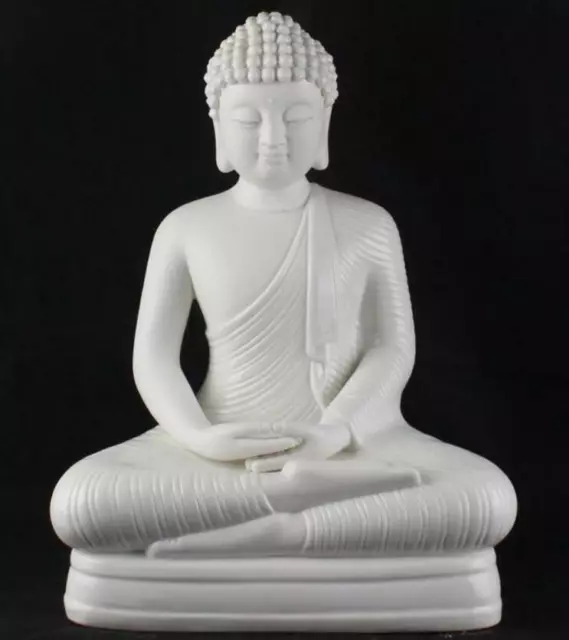15" Tibet Dehua White Porcelain Seat Shakyamuni Sakyamuni Amitabha Buddha Statue