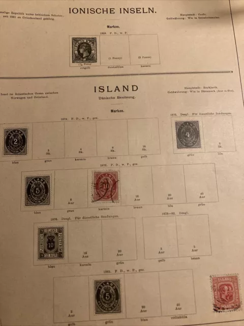 ICELAND ISLAND Schaubek Albenseite mit 2 Marken. #11 1876 Stempel REYKJAVIK+ #76