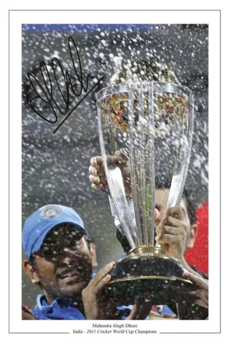 Ms Dhoni India Cricket World Cup 11 Signed Photo Print