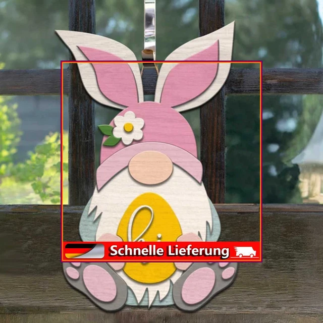 Türschild aus Holz zum Aufhängen, zum Basteln, Osterhase, Willkommen, Türschild,