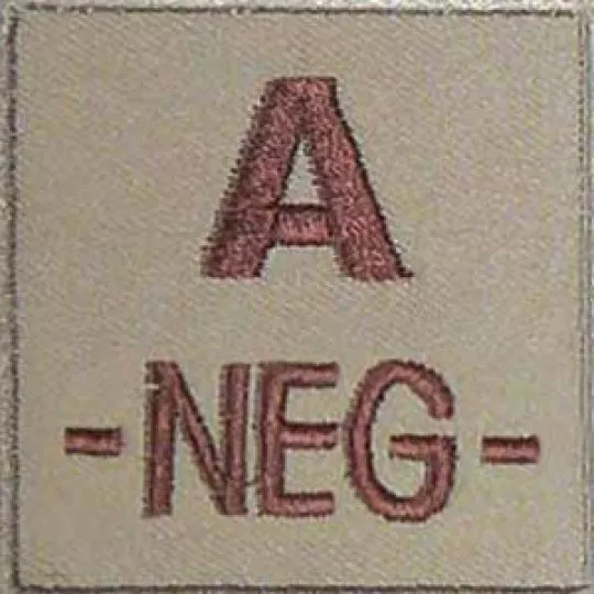 Ecusson A- Sable Groupe Sanguin A Neg Negatif Insigne Patch Scratch Rhesus