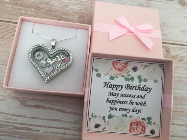 Personalised BIRTHDAY Gifts Floating Memory Locket Necklace 15th 16th 18th 21st