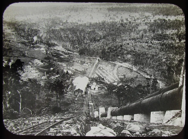Glass Magic Lantern Slide HYDRO ELECTRIC POWER STATION C1910 PHOTO AUSTRALIA