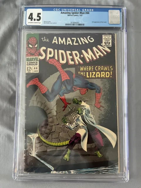 Amazing Spider-Man #44 CGC 4.5 OW/W Pages  Marvel 2nd Lizard App EYE APPEAL!