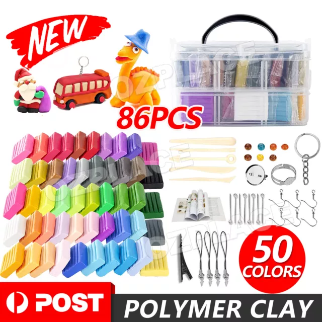 86pcs Polymer Clay Block Craft DIY Kit Oven Bake Modeling Tools Kid Toy Gift Box