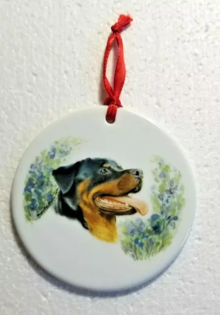 Rottweiler Hanging Ceramic Ornament Decoration Remembrance Holiday Dog Lovers