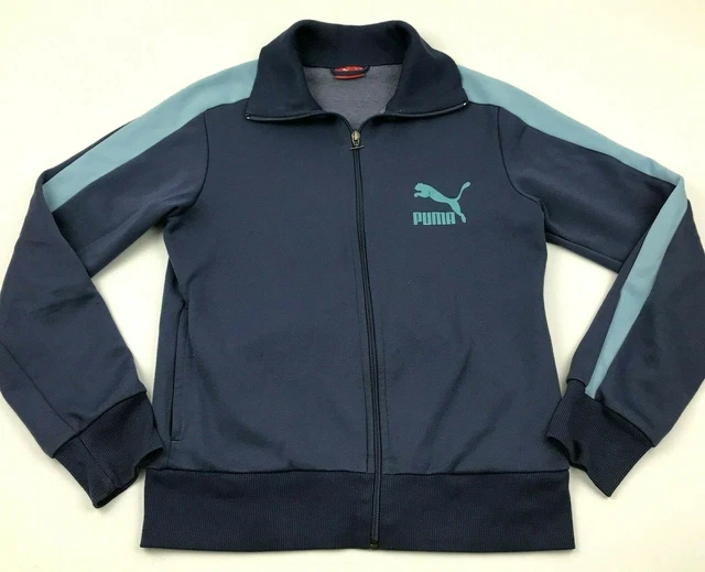 PUMA Giacca Ragazze Misura Extra Large XL Blu Tuta Top Completo Zip Manica Lunga