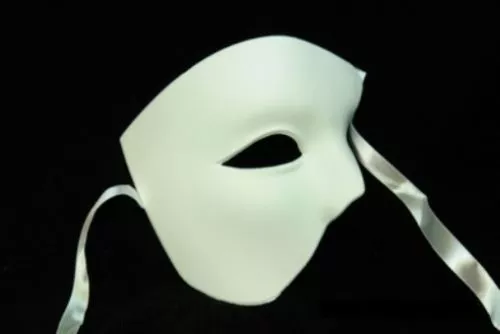 Phantom Of The Opera Masquerade Mardi Gras Costume Half Mask White Blank Plain